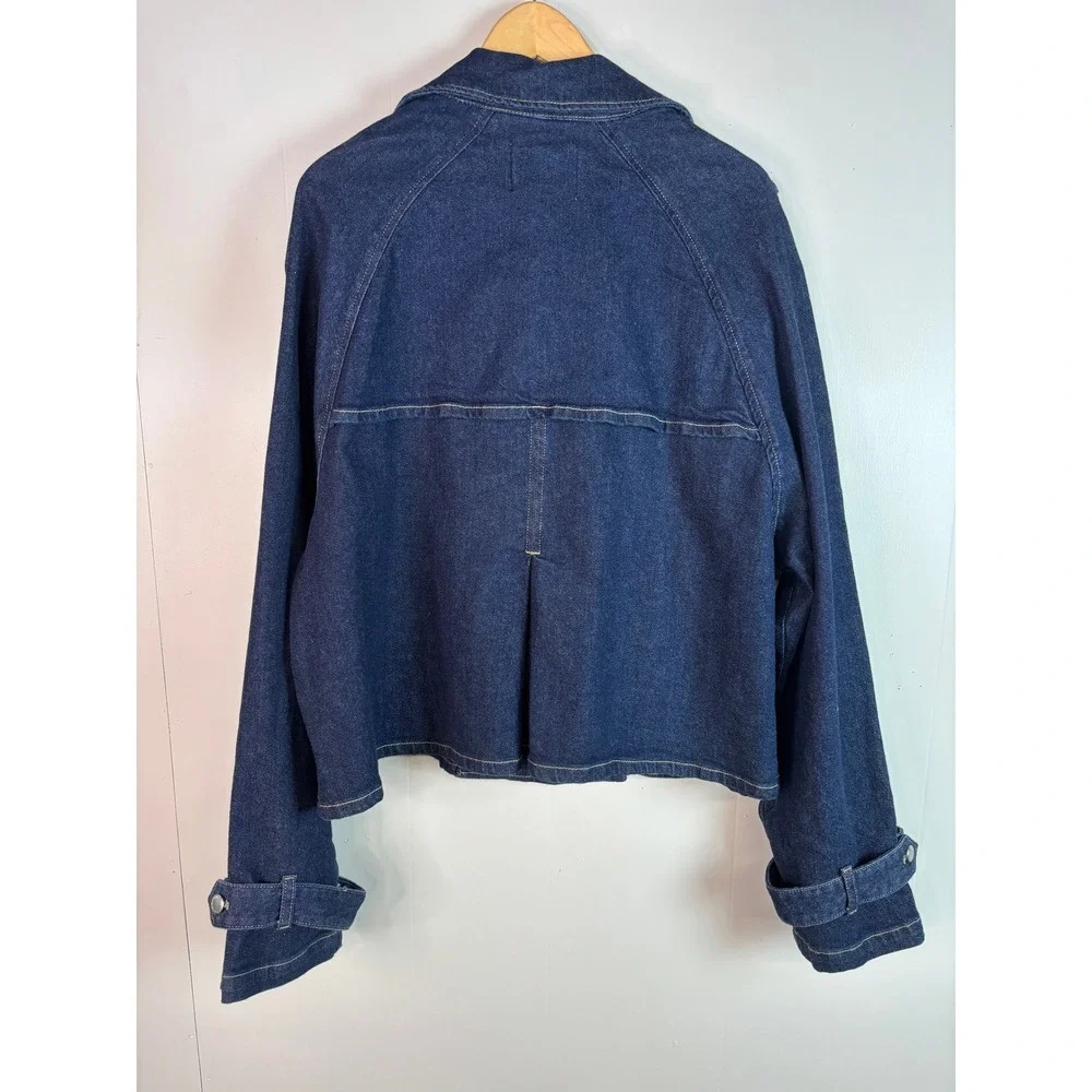 Rebecca Minkoff Denim Jacket XXL Dark Wash Blue Double Breasted Moto Women